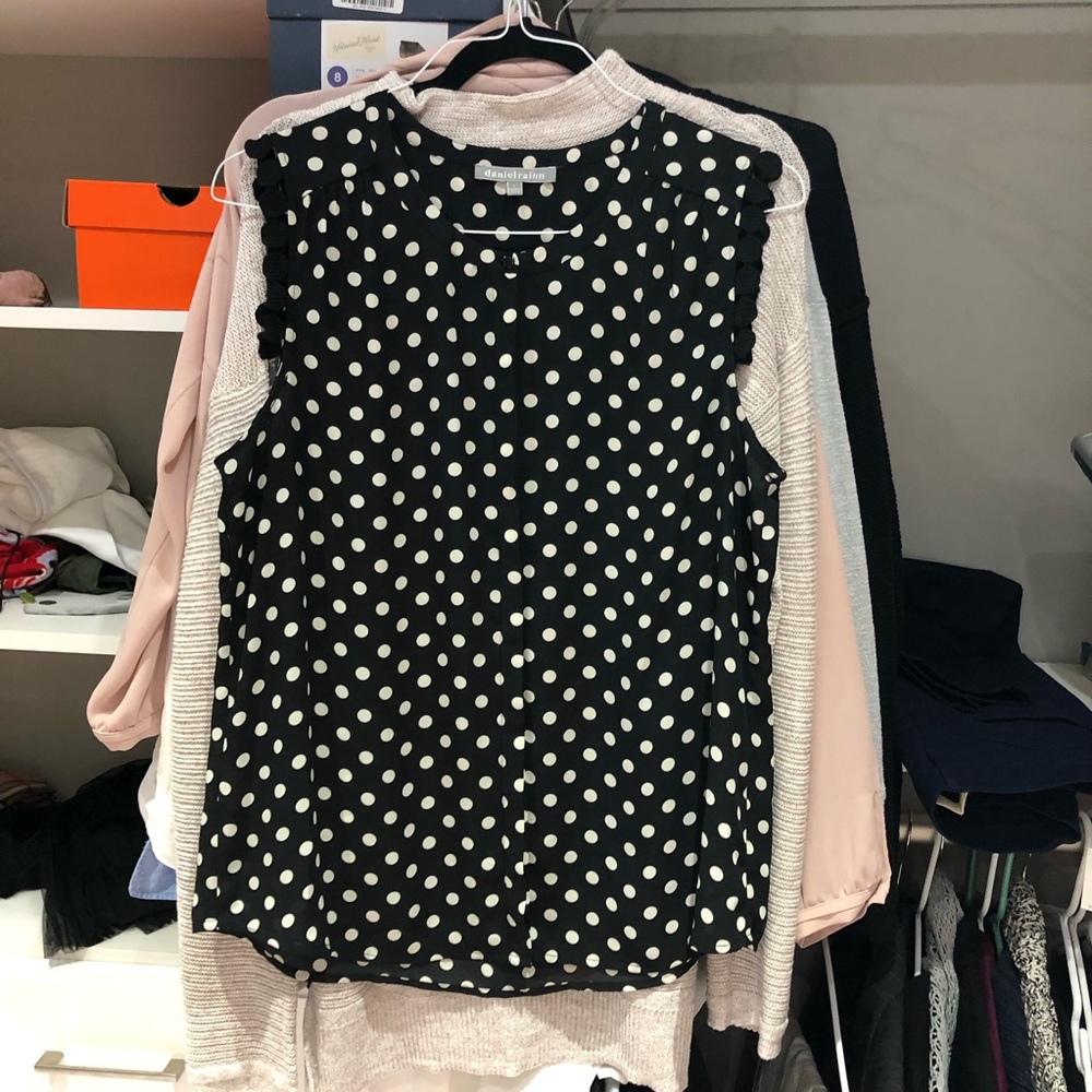 Daniel Rain Sleeve Blouse, black and white polka